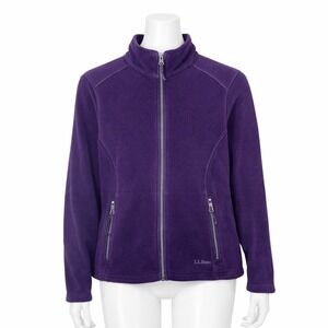 LL Bean Polartec Purple Fleece Jacket Womens L Pet Zip Up Outdoor Cozy